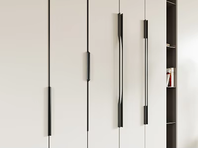 Sleek Modern Metal Handles For White Cabinet Doors With Black And Silver Finish 3d model