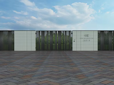 Modern Building Facade With White Tiles Black Metal Slats And Entrance Door 3d model