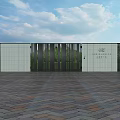 Modern Building Facade With White Tiles Black Metal Slats And Entrance Door