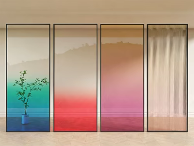 Modern Room Dividers With Colorful Gradient Glass And Stylish Interior Design 3d model