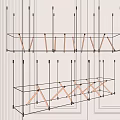 Modern Geometric Metal Frame Chandelier With Linear LED Light Strips For Contemporary Interior Design
