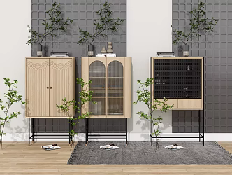 Nordic Solid Wood Restaurant Side Cabinet High Cabinet Bucket Cabinet Creative Art Side Cabinet Bucket Cabinet Decorative Cabinet Restaurant High Cabinet Entrance Cabinet Solid Wood Metal High Cabinet 3d model