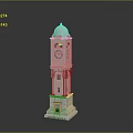 White Multi level Clock Tower Building With Dome Windows And Door