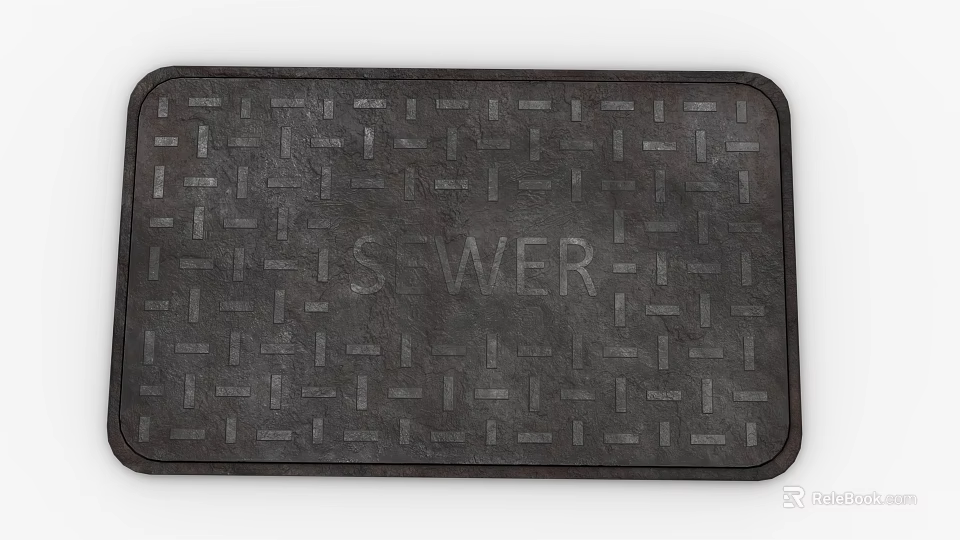 Kitchenware Sewer Cover With Grid Pattern And SEWER Engraved Design 3d model 