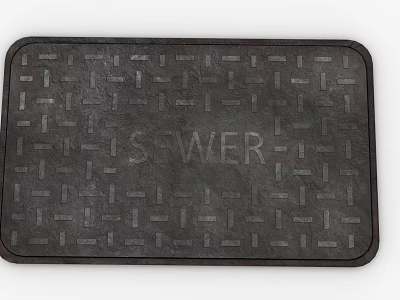 Kitchenware Sewer Cover With Grid Pattern And SEWER Engraved Design 3d model