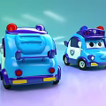 Blue Cartoon Police Functional Cars With Red Sirens And Toy Design