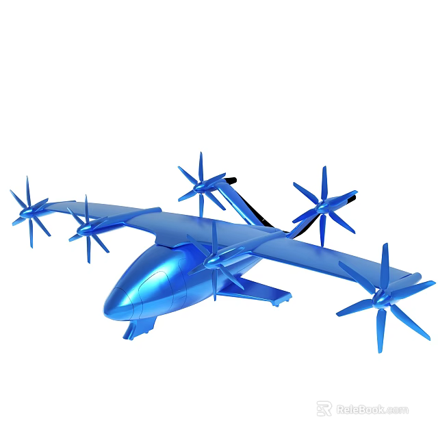 Blue Multi Rotor Drone With Six Propellers And Sleek Metallic Design 3d model 