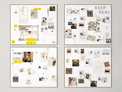 Creative Collage Boards With Mixed Photos Text Elements And Decorative Stickers 3d model