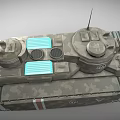 Vintage Military Tank with Dual Turrets Camouflage Paint Stripes Tracks and Insignia