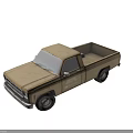 Old Beige Vintage Pickup Truck With Single Cab Open Bed And Statewide Storage Text