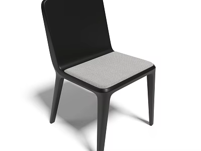 Modern Stylish Dining Chair With Black Back And Light Gray Padded Seat 3d model