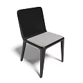 Modern Stylish Dining Chair With Black Back And Light Gray Padded Seat