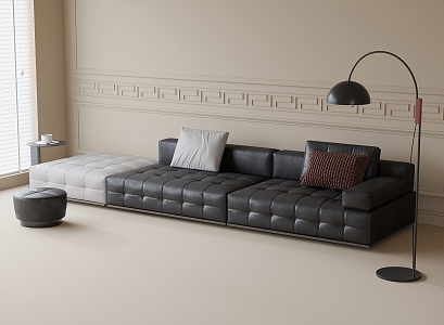 Modern Leather Multiplayer Sofa 3d model