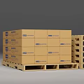 Cardboard Boxes Stacked On Wooden Pallets With STI Labels And Instructions