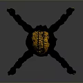 Black And Yellow Spider Like Creature With Multiple Legs Yellow Spiked Tips And Body Patterns
