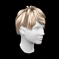 Game and Movie Character 3D Head Model With Blonde Short Layered Hair and White Face