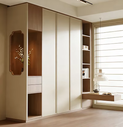 Modern Wardrobe Interior Design With Sliding Doors Built in Shelves And Drawers 3d model