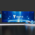 Modern Hi tech Exhibition Stage For Deep Blue Auto With Large Screen And Car Parts