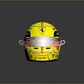 Yellow Ferrari Inspired Racing Helmet With Italian Flag Stripes And Sponsor Logos