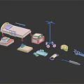Medical Decorative Ornament Set With Miniature Bed IV Stand Medicine Boxes And Medical Tools