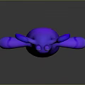 Cute Purple Stuffed Doll with Large Blue Ears Red Eyes and Open Arms