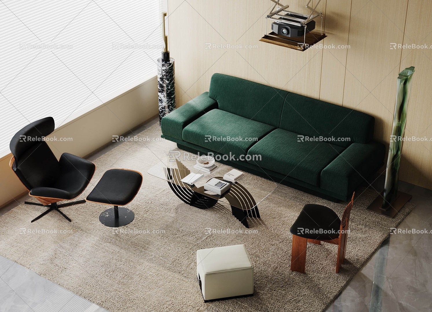 Modern sofa coffee table combination 3d model