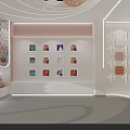 Modern Specialty Store Interior With Circular Decor Display Frames And Brand Logo V