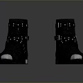 Black Ankle Boots With Studs Buckles And White Toe Caps Design 3d model