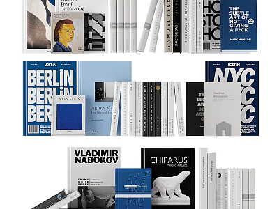 Stylish Books And Magazines Collection With Art Design City Themes And Colorful Covers 3d model