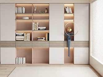 Modern Bookcase Cream Decorative Cabinet 3d model