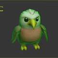 Cute 3D Bird Character With White Head Black Eyes Yellow Beak Claws And Pink Body