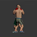 Two Men Practicing Boxing With Red And Pink Gloves On Gray Background 3d model