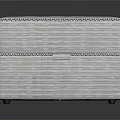 Modern Minimalist Light Gray Square Ottoman With Fabric Upholstery And Stitching Details