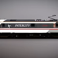 Modern Intercity Electric Train With White Yellow Body Red Black Stripes And 91032 Number