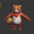 Orange Bear Doll With Red Scarf Yellow Bag And Honey Pot Design