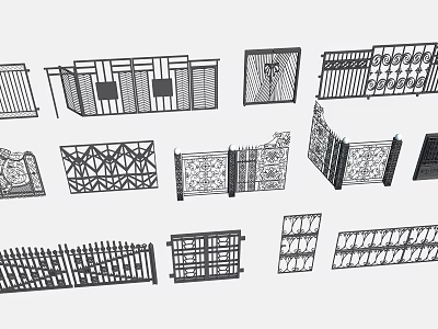 Ornate Metal Gates With Various Intricate Designs And Decorative Patterns 3d model
