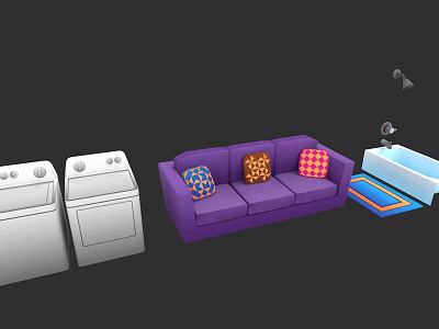 Modern Bathroom Supplies Combination Bathtub Shower Head Bath Mat 3d model