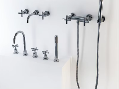 Modern Chrome Bathroom Faucets Wall Mounted Countertop And Shower Designs 3d model