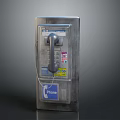 Vintage Public Payphone Communication Device With Metal Case Handset Keypad And Stickers