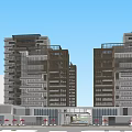 Modern High Rise Residential Area With Courtyard Green Space And Urban Landscape Design