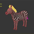 Standing Zebra With Black And White Stripes On Gray Background 3d model