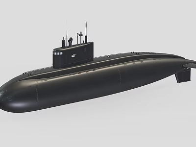 Black Naval Submarine With Streamlined Hull Design And Conning Tower Equipment 3d model