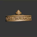 Golden Round Decorative Box With Intricate Carved Patterns For Home Decor