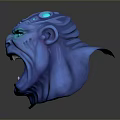 Fantasy Creature Roaring Character With Blue Skin Glowing Eyes And Textured Surface