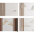 Modern Chinese Sofa Background Wall With Mountain Landscape Art And Wooden Panels