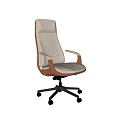 Modern Office Chair With Beige Brown Upholstery Armrests And Swivel Wheels