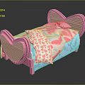 Cute Pink Kids Bed With Heart Shaped Headboard And Heart Pattern Bedding