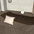 Brown Foldable Mattress With White Pillow On Wooden Floor By Clock Plant And Curtain