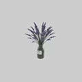 Decorative Ornament Set With Purple Lavender Bouquet In Transparent Glass Vase