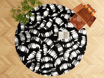 Modern Round Carpet Blanket Black and White Art Carpet 3d model